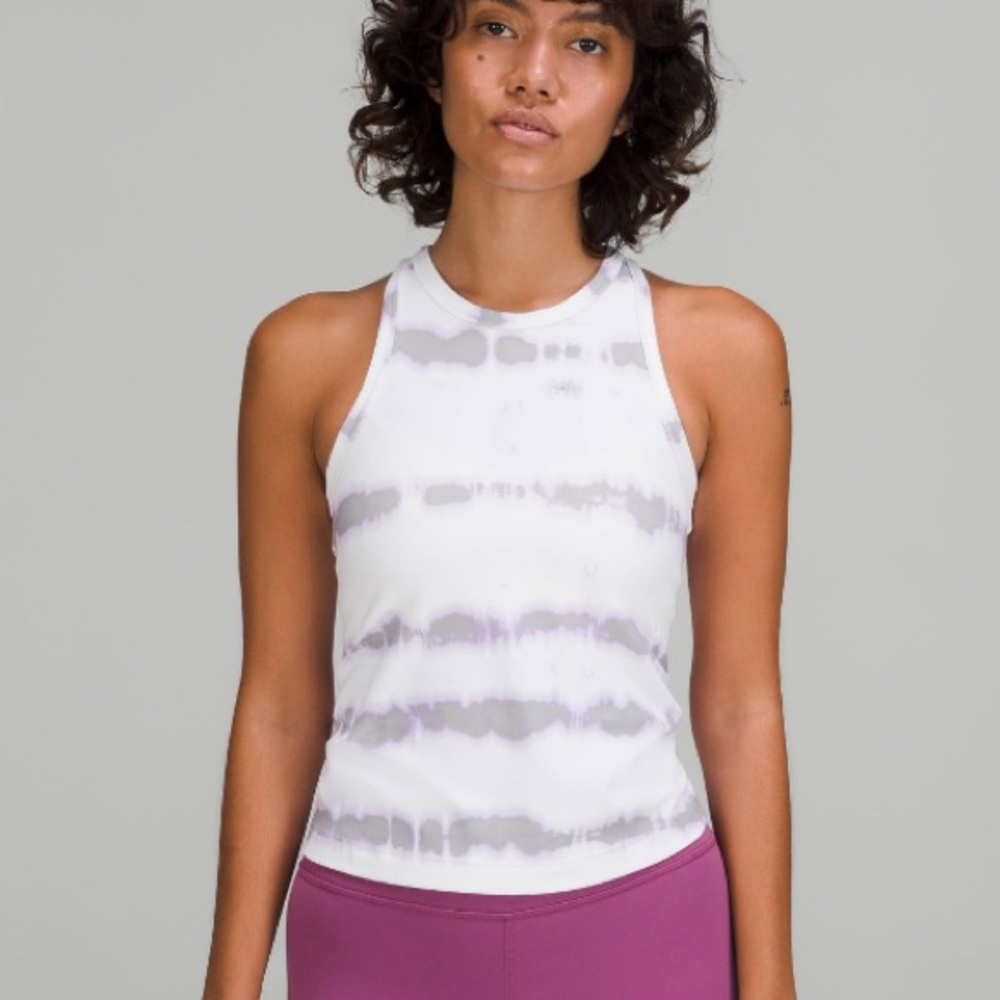 Lululemon Align Waist Length Racerback Tank Top - White & Purple - Size 2